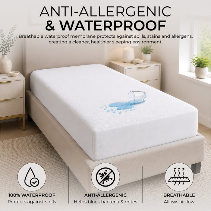 Anti-Allergenic Waterproof Mattress Protector Single
