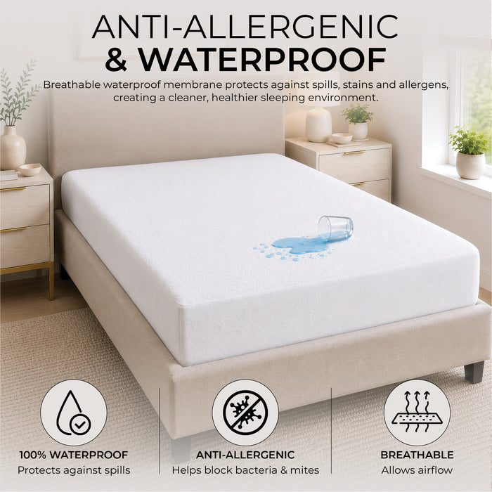 Anti-Allergenic Waterproof Mattress Protector Double