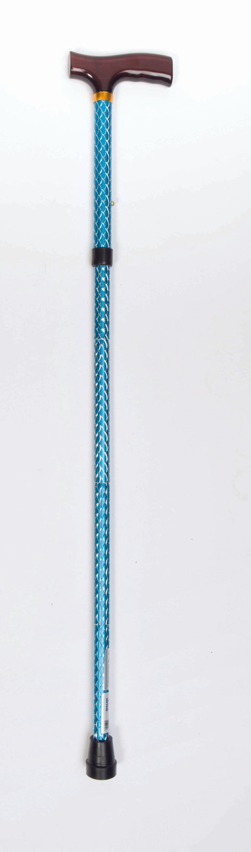 Folding Cane With Strap (Blue Spiral Wave) - Mobility2you - discount wholesale prices - from Drive DeVilbiss Healthcare